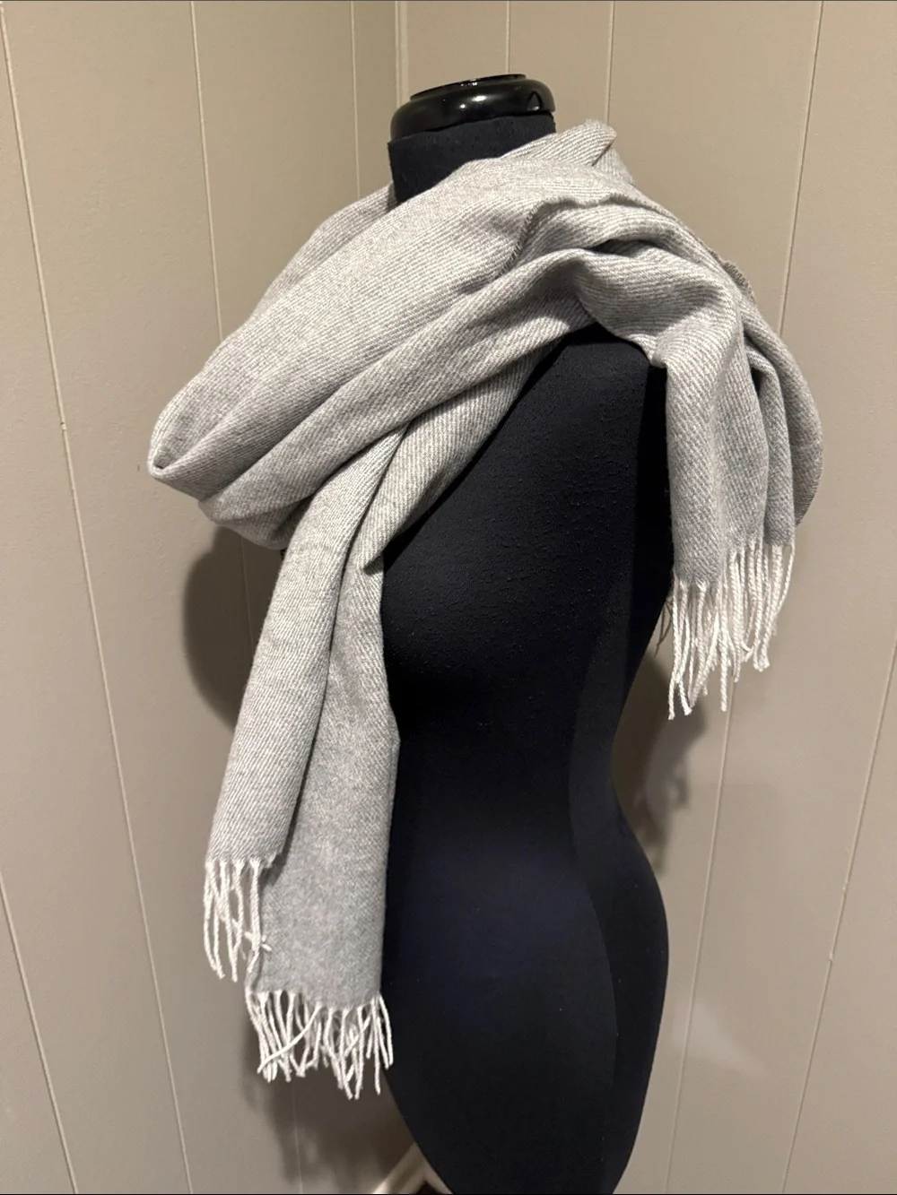 IKEA Light Gray Fringe Throw Blanket - Classic Neutral Layer